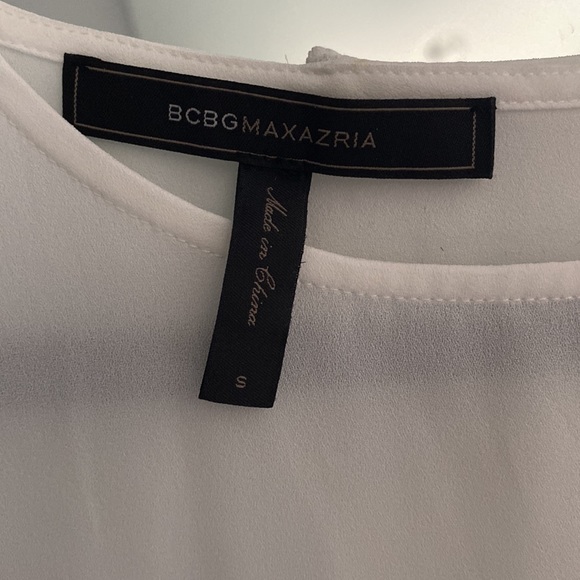 BCBGMaxAzria sheer white, open back tank top.  Gently worn / size small - Picture 4 of 6
